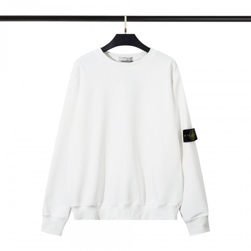 Stone Island Compass Patch Basic Hoodless Sweatshirt Loose Fit Men Women Casual Daily Wear