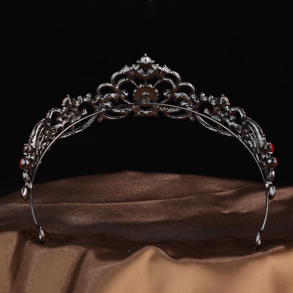 Retro and Fashionable Water Diamond Crown Headwear Halloween Black Crown Cosplay Costume Party and Ball Style Accessories