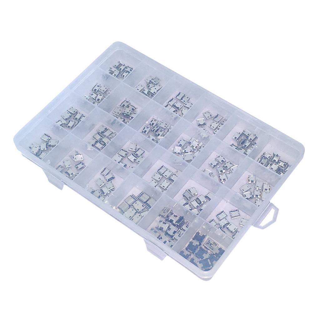 1 Box 24 Models Micro USB Connector Multifunction Socket Jack USB Connectors