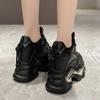 fashion Hidden Heels White Sneakers for Women Spring 2024 Chunky Platform Women's Sports Shoes Fashion Thick Bottom PU Leather Sneakers