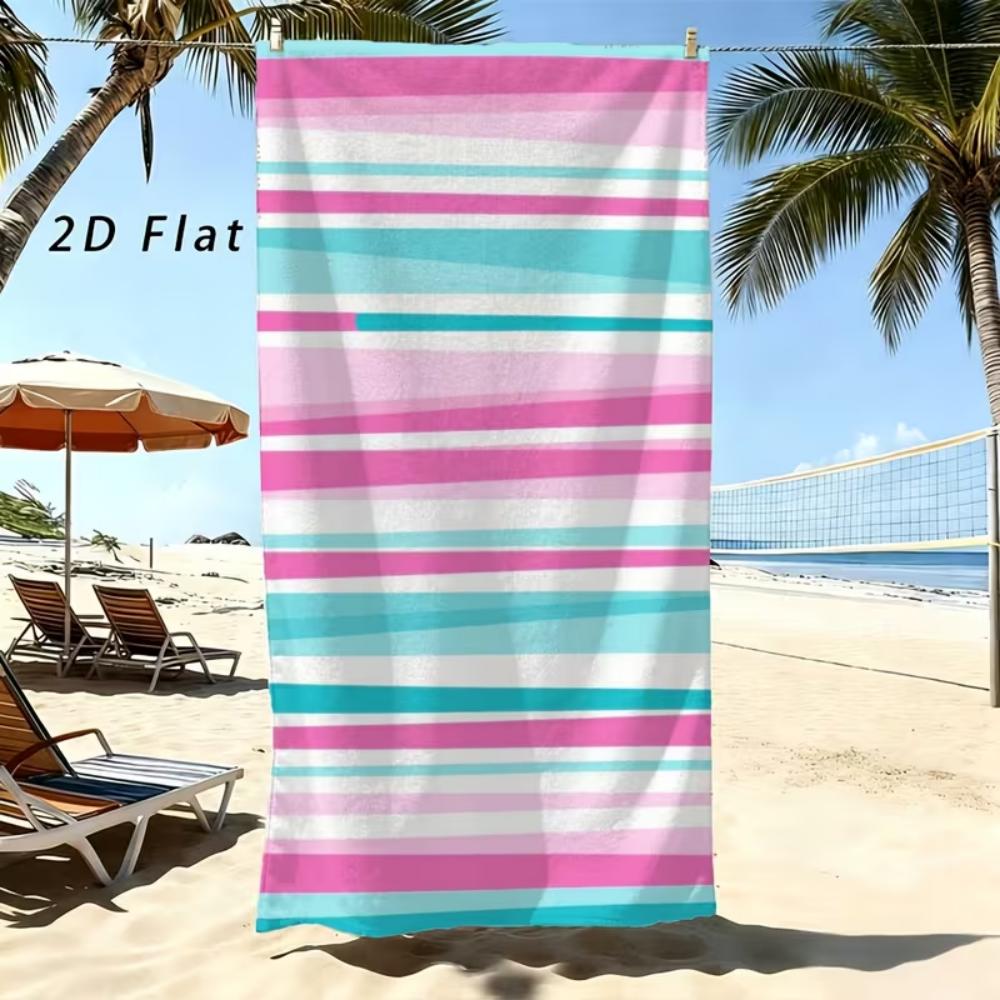 Stripe Beach Towel Lightweight Swim Blanket Minimalist Color Block Design For Seaside Pool Camping Summer Vacation Women Gift
