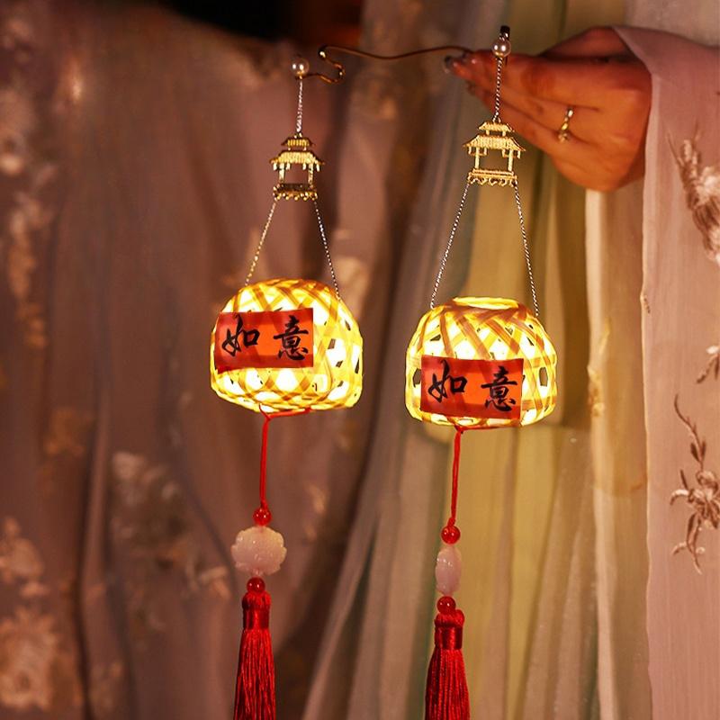 1-10PCS DIY Mid-Autumn Lantern Chinese Festival Lamp Hanging Lantern Handmade Material Rabbit Lamp Traditional Festival Gifts