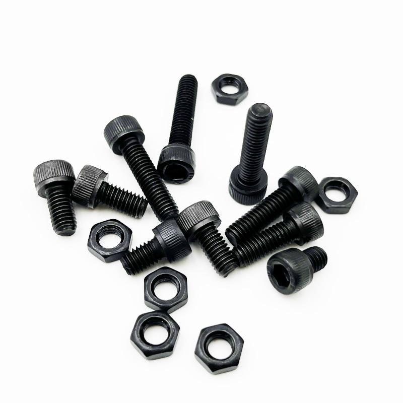 Hexagon Hex Socket Cap Head Screw and Nut M2 M3 M4 M5 M6 Black 12.9 Grade Carbon Steel Allen Machine Screws Bolt Nut Assortment