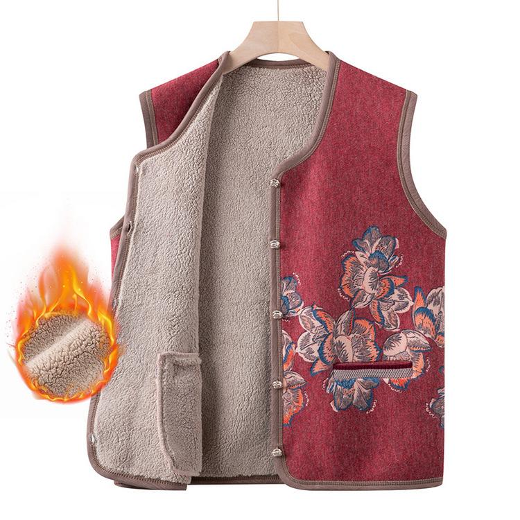 Autumn and Winter Wear Velvet Vest In The Elderly Wear Vest Mother Autumn Thickened Warm Vest