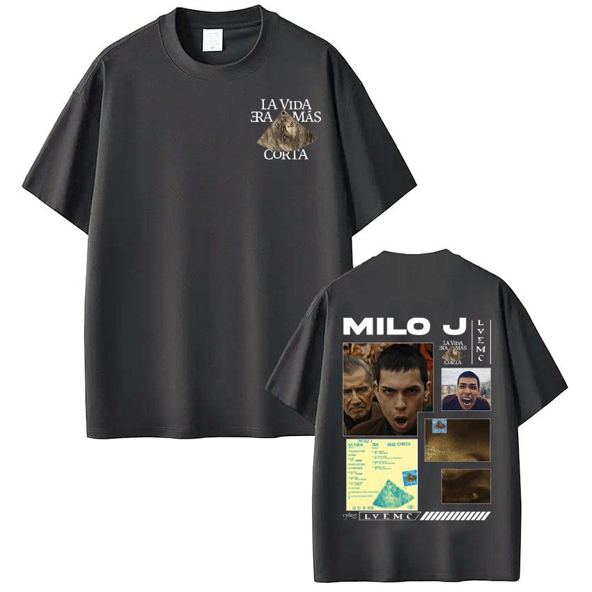 Rapper Milo J La Vida Era Mas Corta Album Tees Men Women Hip Hop Tshirt Cotton Casual High Quality Fashion ONeck Tshirt Tops