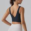 Nude Yoga Sports Bra with Deep V and Beautiful Back - Women's Fitness Vest with Integrated Cup