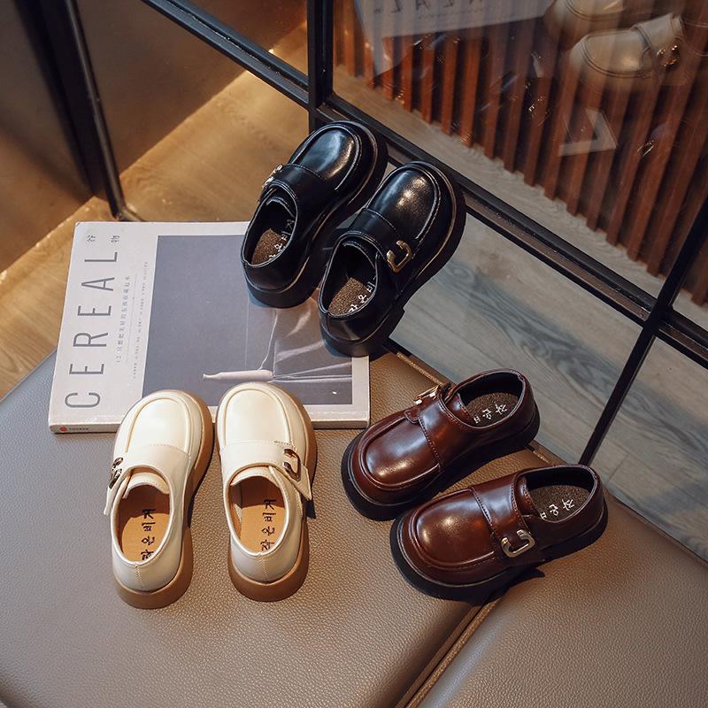 New Unisex Fashion Simple Leather Shoe Breath Casual Girl Shoe Versatile Thick Soled Princess Shoes Trendy Elegant Child Shoes