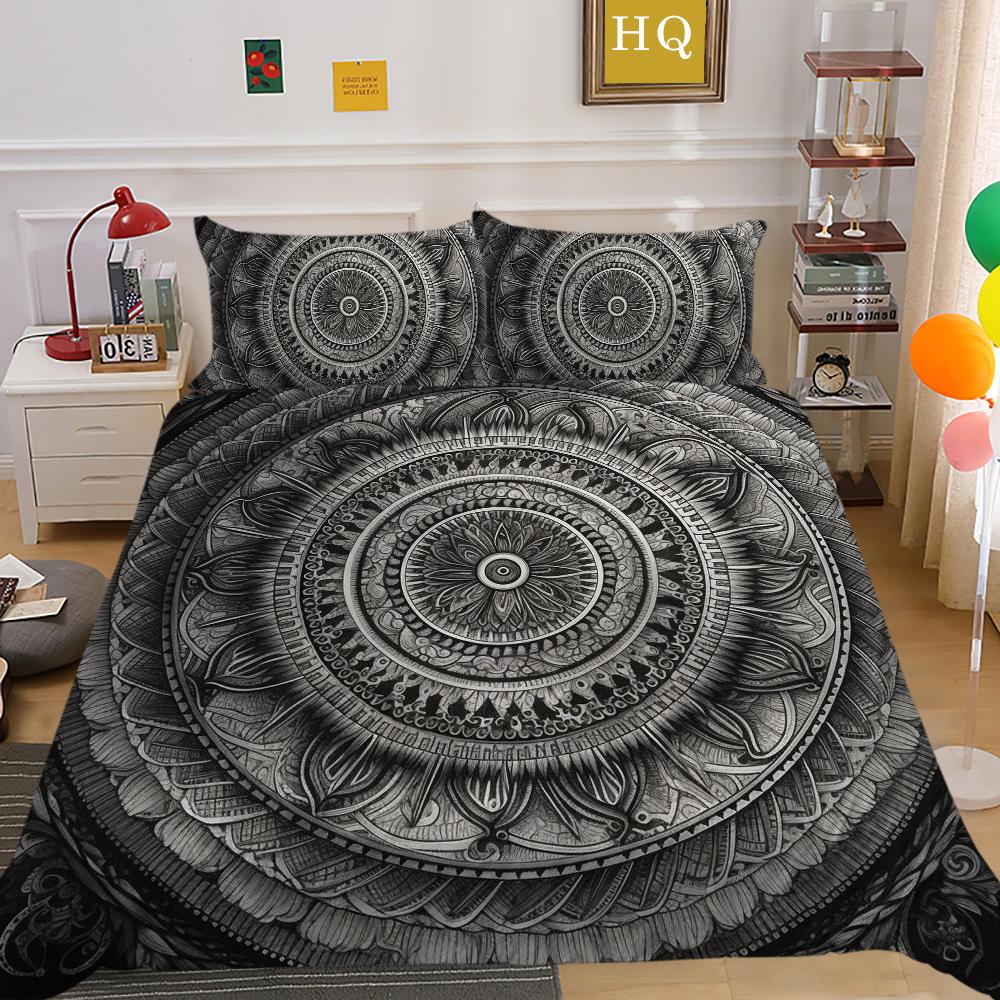 Seturi de lenjerie de pat de lux Textile de casă pentru fete Cuverturi de pilote Lenjerie de pat cu dimensiuni duble Mandala Decorare dormitor de rang înalt