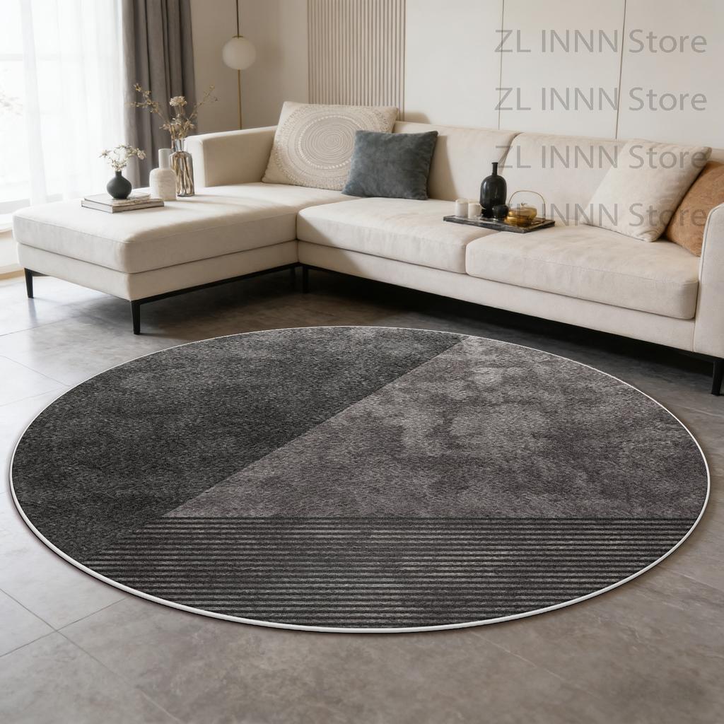 Modern Minimalism Round Living Room Carpet Geometric Decoration Home Striped Tabls Chair Mat Bedroom Non-slip Washable Plush Rug