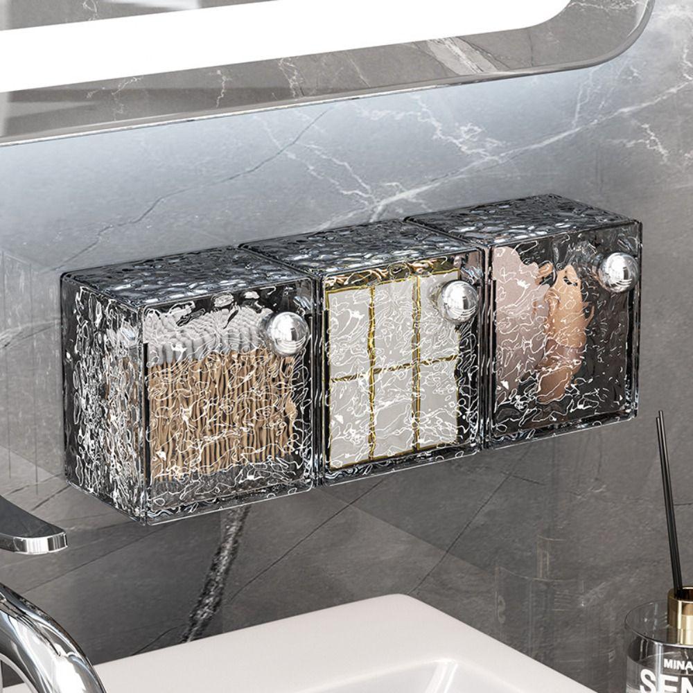 

Waterproof Powder Puff Storage Box Light luxury Make Up Case Home Supplies срібний