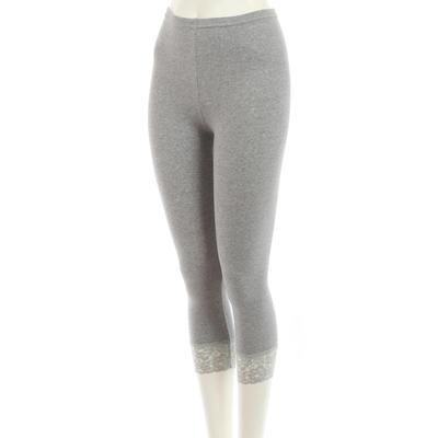 Atsugi COMFORT Cotton Line with Lace Heather Sizes Leggings, 3/4 Length, Hem, SPT1988, Women's Gray, L-LL
