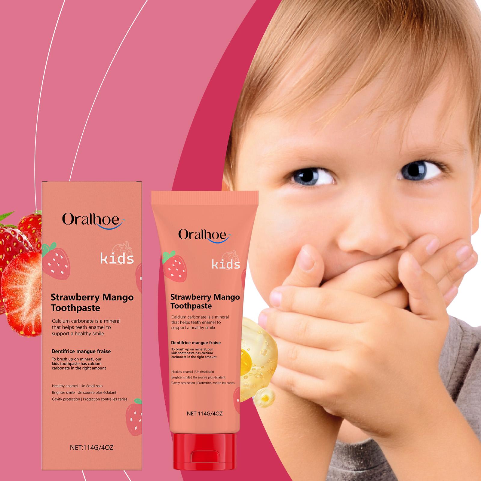 Strawberry-Flavored Kids  Toothpaste: Cleans Teeth, Prevents Cavities, Gently Removes Stains, Freshens and Protects Teeth 114g