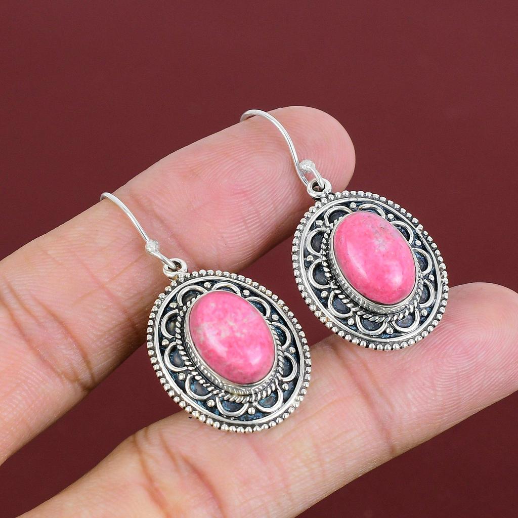 Thulite Earring Gemstone Handmade Earrings 925 Sterling Silver Earring Thulite Jewelry Vintage Earrings Gifts For Mother Birthstone Earring