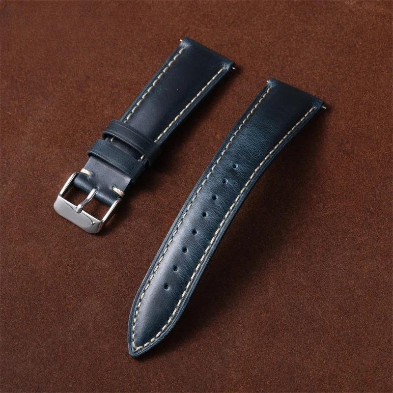 Vintage Retro Oil Wax Leather Watch Strap 18mm 19mm 20mm 21mm 22mm Men Women Fashion Watch Band Quick Release Wrist Strap