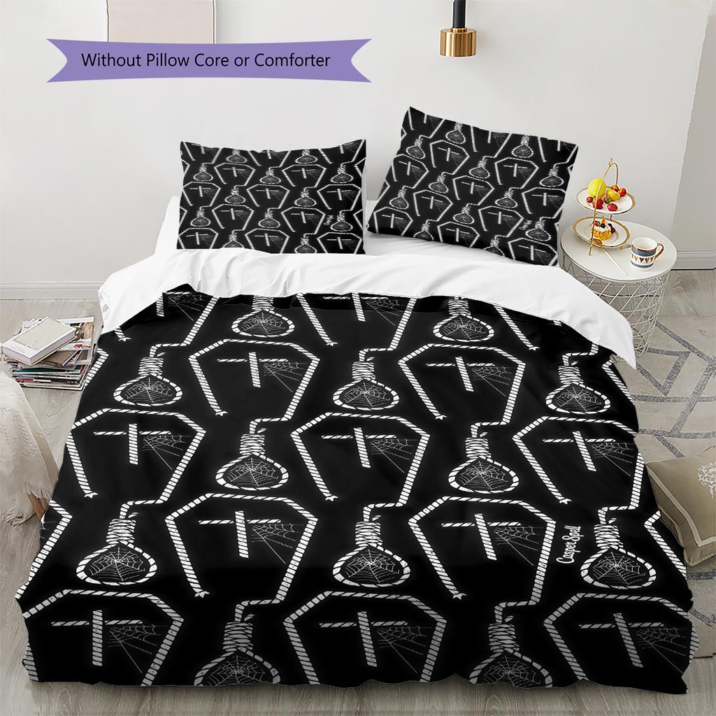 Bettwäsche mit Satansymbol-Muster, Steppbett-Set Bettbezug Kissenbezug Heim-Geburtstagsgeschenk (1 Bettbezug + 2 Kissenbezüge, ohne Füllung)
