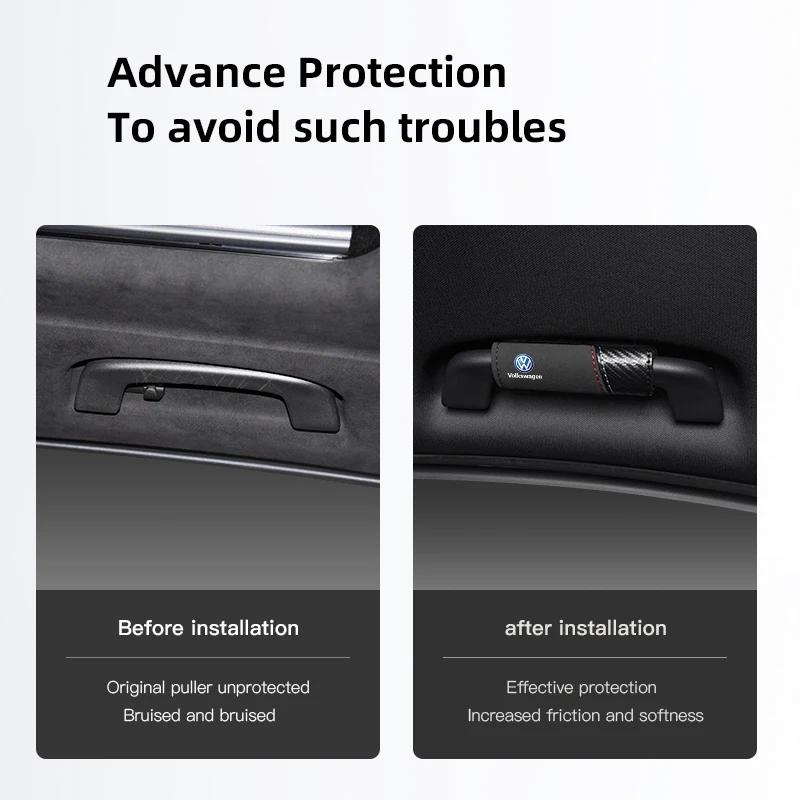 Valve Stems Caps For VOLKSWAGEN VW 2Pcs Car Interior Door Handle Cover Handgrip Protect Casing For VW GTI Polo Golf Passat Tigua Qx0