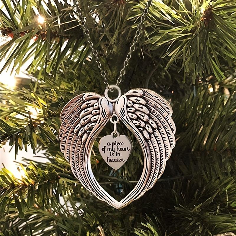 1pc Zinc Alloy Angel Wings "A Piece Of My Heart Is In Heaven" Pendant DIY Necklace Keychain Jewelry Accessories
