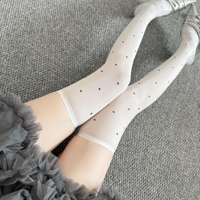 Podkolanówki Damskie Pończochy Bielizna Ultracienkie Przezroczyste Podkolanówki do Uda Seksowna Koronka Kokarda Długie Skarpety Podkolanówki