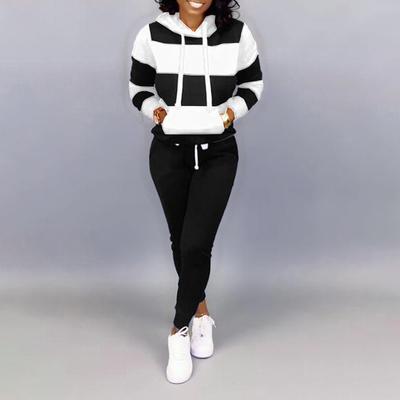 Zimowy dres damski 2-częściowy zestaw bluzy z nadrukiem + spodnie odzież sportowa damski strój sportowy bluza z kapturem zestaw kobiet zimowe ubrania