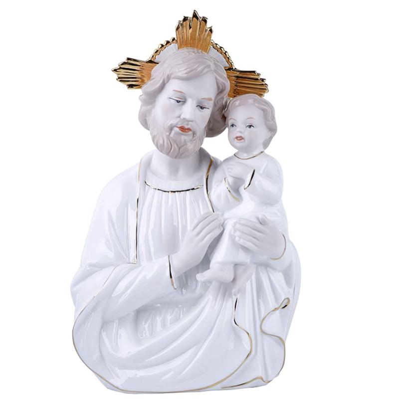 

24 см Тонкий порцеляновий релігійний Ісус Фігура Ісуса і Святого Йосипа Ісуса з дитиною Ісус Статуя Католицька ручна пофарбована статуя 9 дюймів 24CM