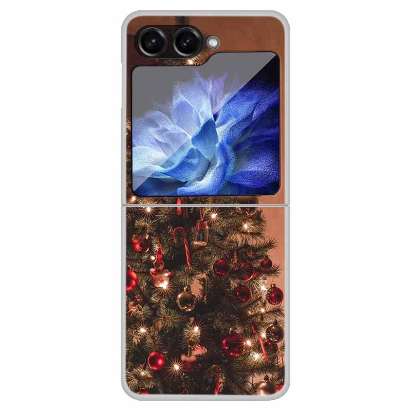 For Samsung Galaxy Z Flip 6 5 4 3 Case Christmas Cute Clear Hard Plastic PC Folding Back Cover For Samsung Z Flip6 Flip5 Flip4