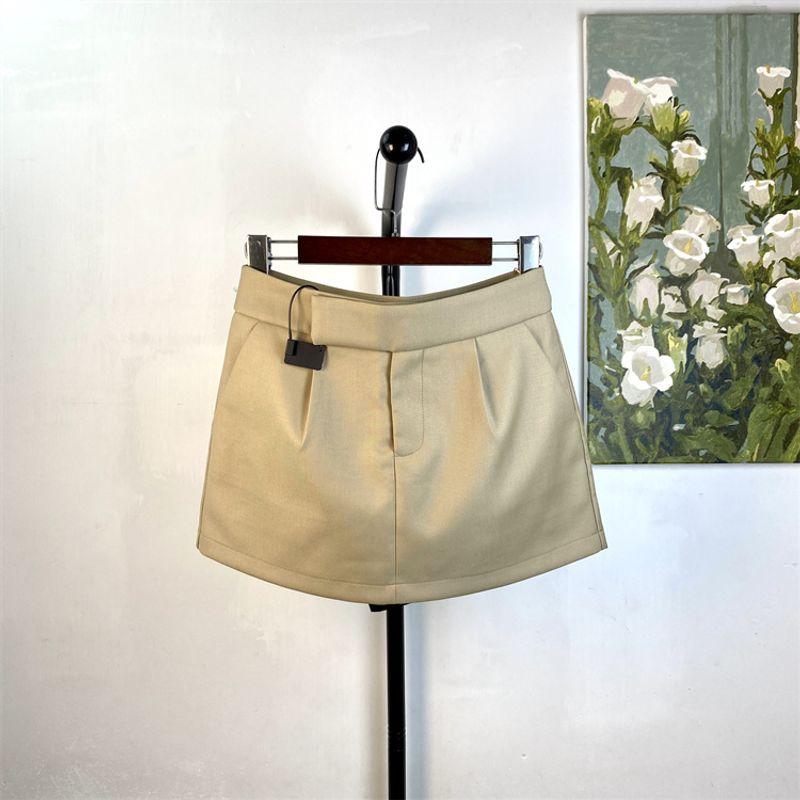

Khaki Short Skirt Simple Black Pleating Suit A- line Skirt Women s Skirt Pants High Waist All-Matching Sexy Women s Short Skirt Khaki S