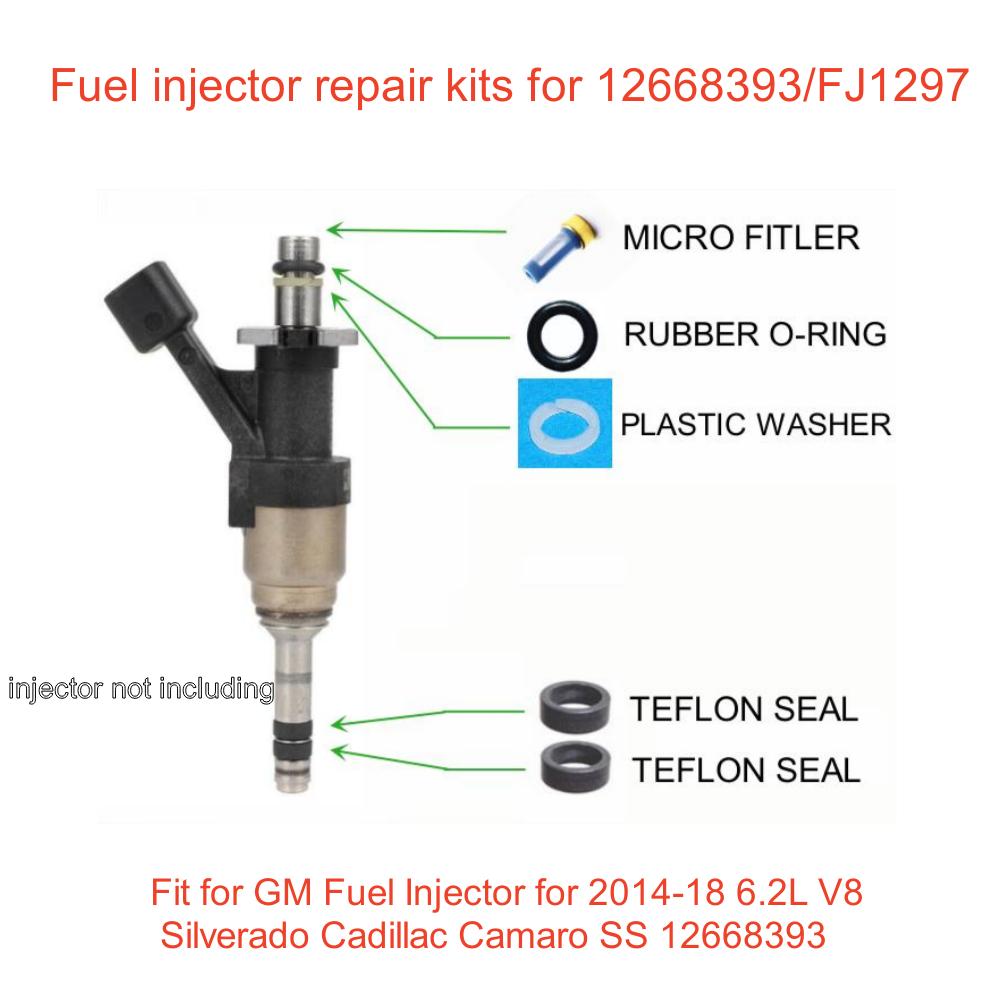 Fuel Injector Repair Kits for GM Fuel Injector for 2014-18 6.2L V8 Silverado Cadillac Camaro SS 12668393 FJ1297(AY-RKG920) Fuel Injectors 6