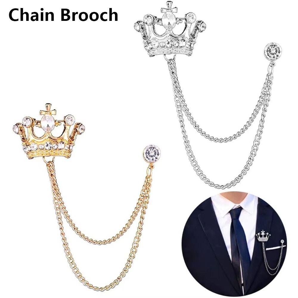 1Pcs Temperament Chain Brooch Vintage Collar Jewelry For Women Dress Mens Shirt Suit Set