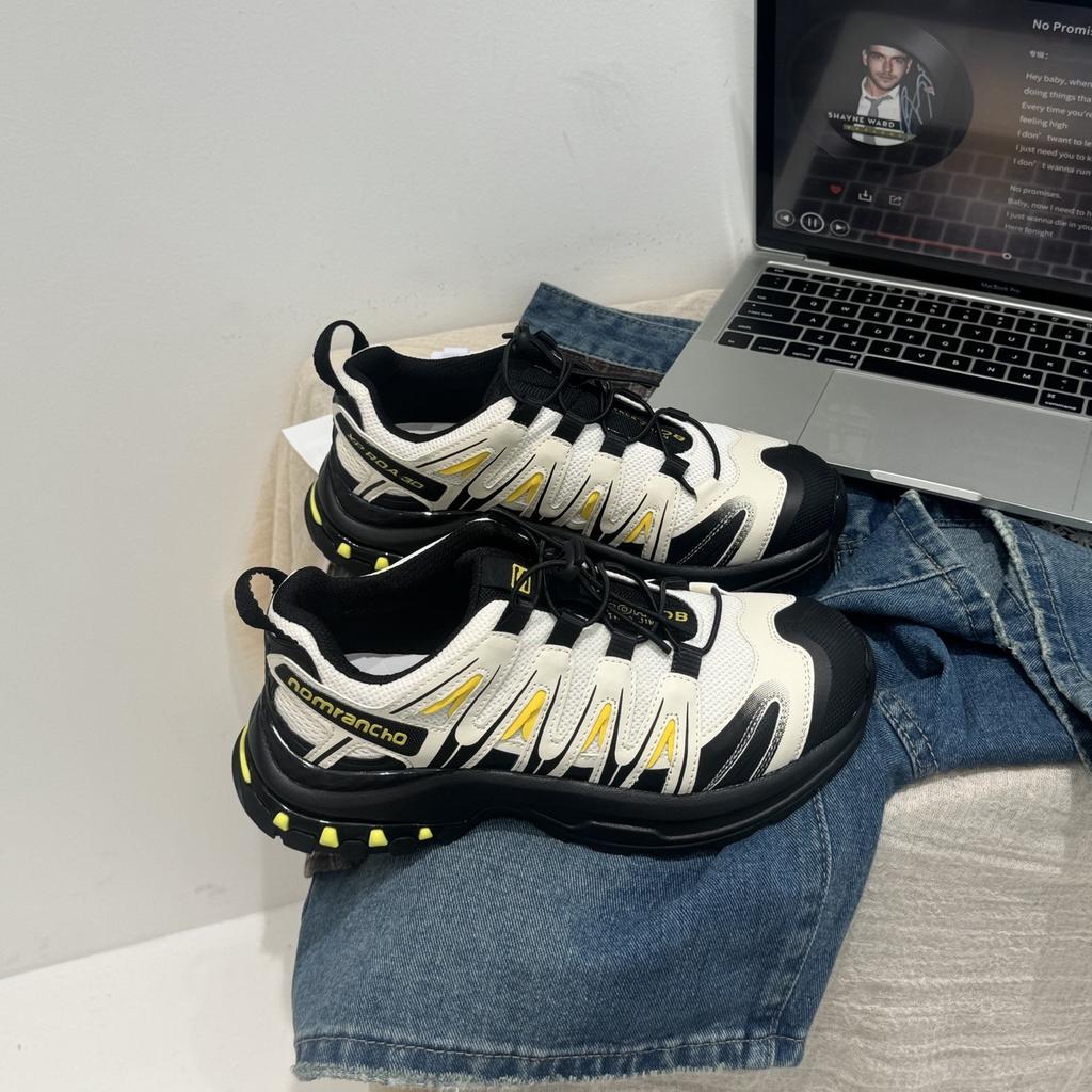 Leather platform dad shoes women's 2025 autumn new color matching outdoor hiking shoes non-slip versatile casual sports shoes