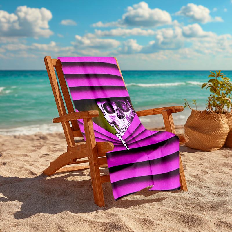 1Pc Skull Through Blinds Beach Towel Quick Dry Multiuse For Beach Pool Gym Yoga Home Travel Christmas Halloween Xmas Gift G1148