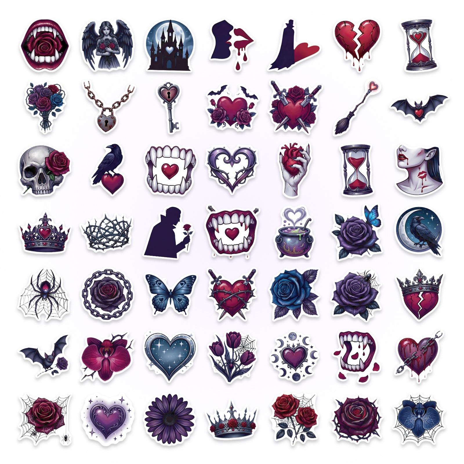 

50 Nordic Gothic Valentine S Day Graffiti Stickers Water Cup Mobile Phone Waterproof Decoration Stickers Diy Stickers