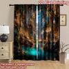 2D flat printing 2pcs Curtains Enchanted Forest Waterfall Dreamy Glow Digital Printed Polyester Drapes Party Decorations Perfect