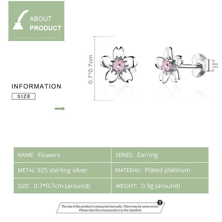 WOSTU 100% 925 Sterling Silver Flower Earrings Clean And Pure Petals Simple Design Earrings