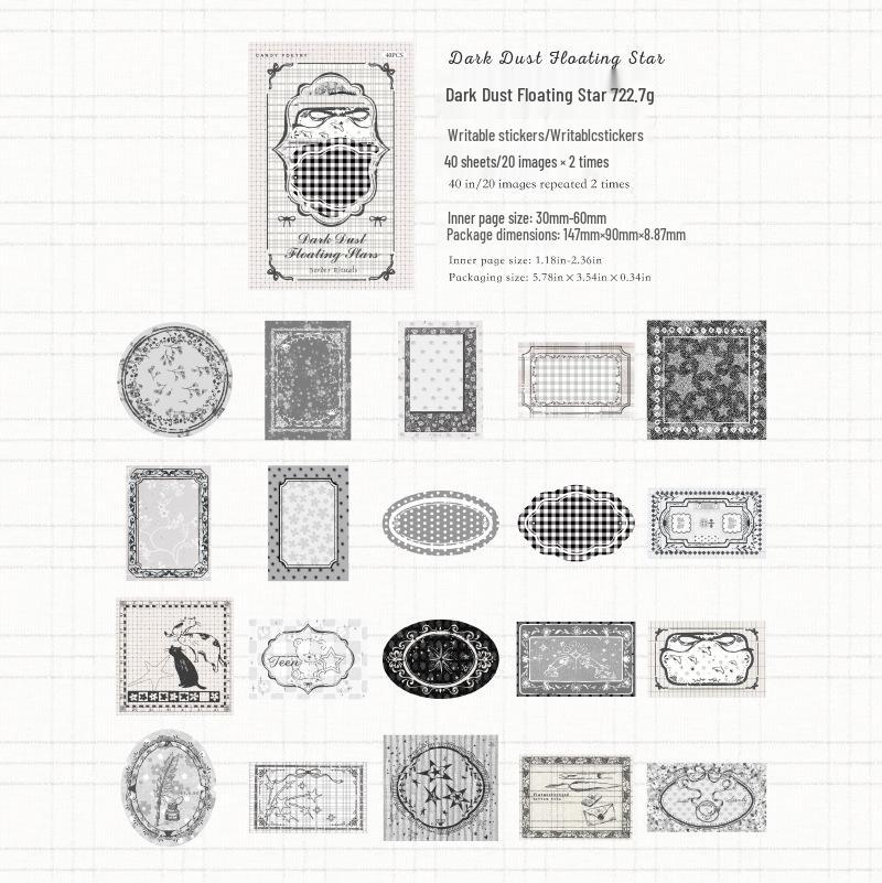 Ретро Белый Крафт Бумажный Набор Наклеек: 40 листов для ведения дневника и подарочных бордюров