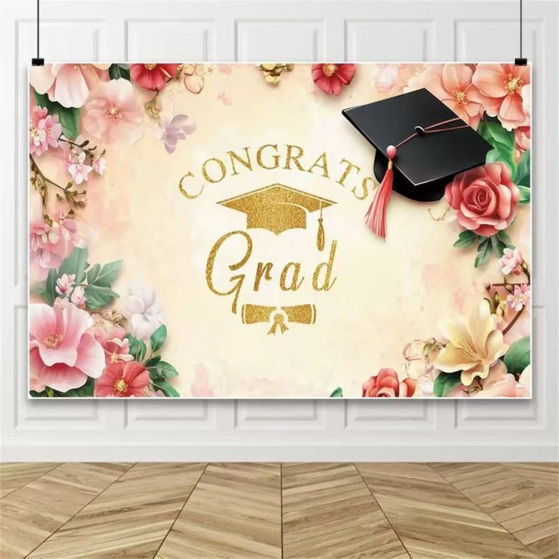 Graduation Background Cloth Black Gold Party Decoration Photo Birthday Picture Making