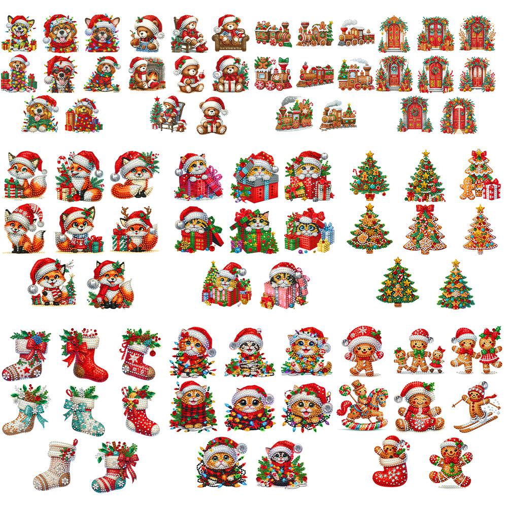 8Pcs Acrylic Special Shaped Christmas Cartoon Hanging Diamond Art Kits 5D DIY Diamond Art Hanging Decorations Bedroom Decoration