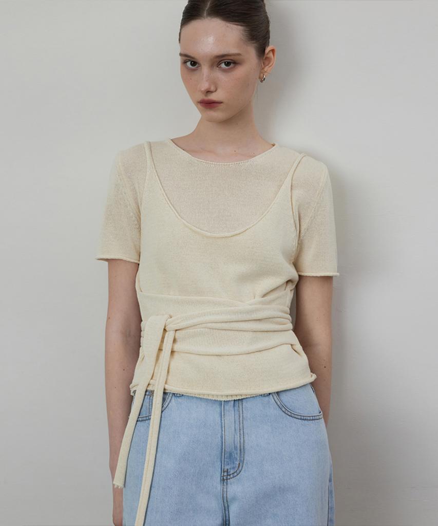 Kwinseulaebis Breeze Cotton Knit Wrap Bustier Set Up