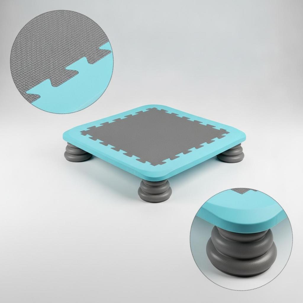 Square Trampoline Compact Balance Step Low-Ground for Home