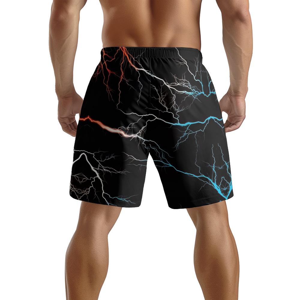 European And American Dark Natural Lightning Element Men'S Casual Shorts Beach Pants