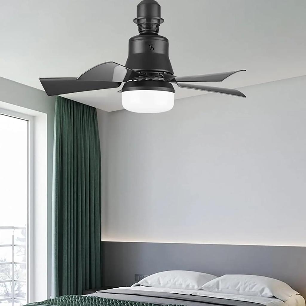 Socket Fan Light with Remote, Dimmable Socket Ceiling Fan, 3 Colors E26/E27 Screw in light bulb ceiling fan for Bedroom, Kitchen