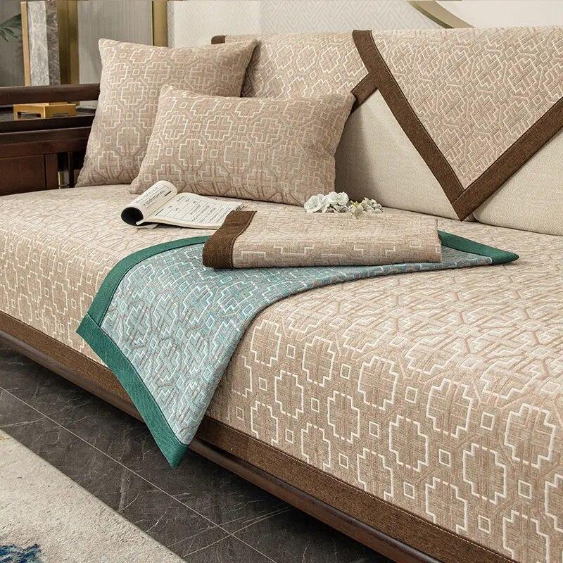 

Новые чехлы для диванов в китайском стиле, мягкие синельные противоскользящие подушки для дивана, твердая древесина, диваны для гостиной, универсальный чехол для кресла 70x70cm 1pcs