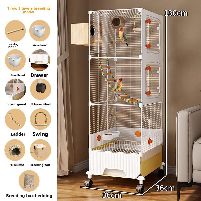 Large Bird Cage for Parrots New Generation Anti-Scatter Design for Cockatiels Spacious Aviary Luxury Habitat for Medium Birds