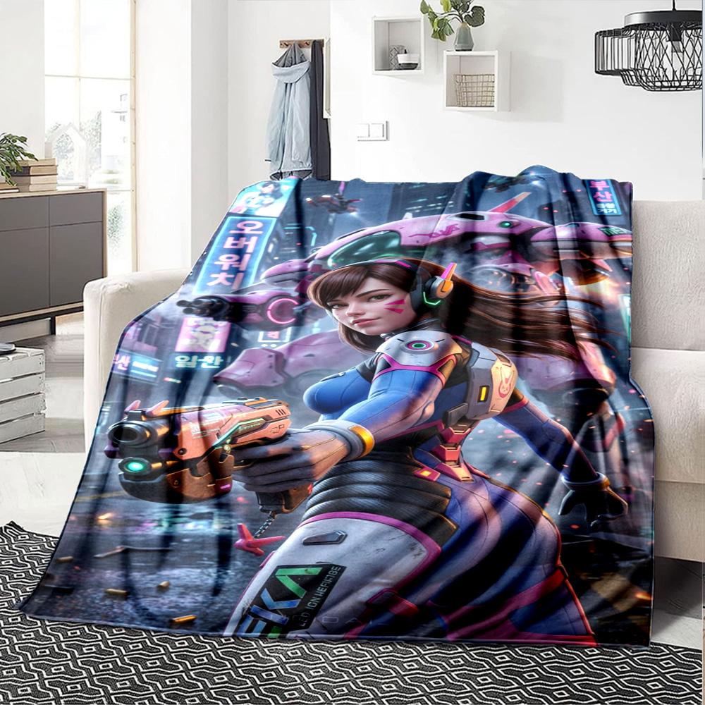 Overwatch Heroes Print Flannel Blanket High Quality Warm Comfortable Cover for All Seasons Perfect for Gifts Home Decor