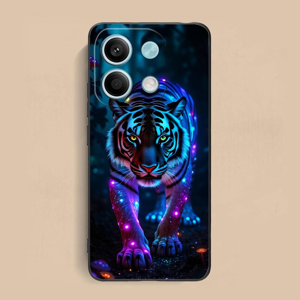 

Tiger Neon Mobile Cell Phone Case for Xiaomi Redmi 15 14 13 12 A5 3 2 1 C Plus 4G 5G Colorful Printing Cover Cover Luxury Pretty redmi 15