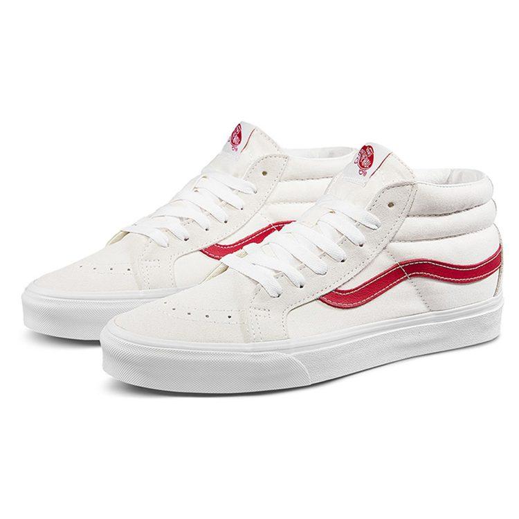 Vans SK8 Mid Eleganti Leggeri Mid Top Casual Scarpe da Skate Unisex Bianco Rosso VN0A391FOXS