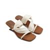 Sheepskin Color Matching Retro Square Head with Wedge Heel Slippers Women's Summer Wear Korean Version Open-toed High-heeled Sandals