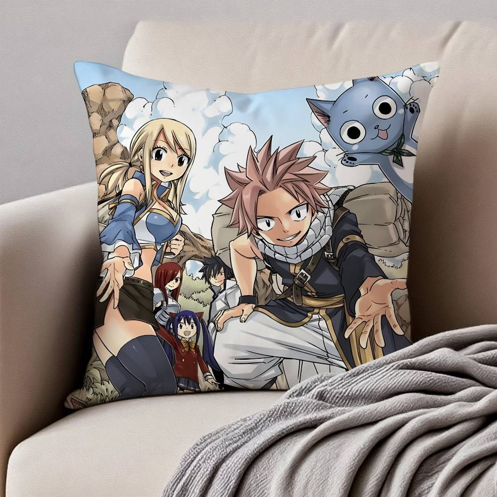 F-Fairy T-Tail Pillow Case Anti-dustmite Pillowcase Invisible Zipper Silky Short Plush Sofa Cushion Cover