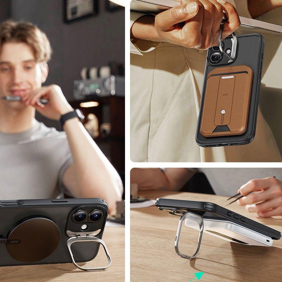 Esr Classic Hybrid Kickstand Halolock Magsafe & Tempered Glass Iphone 16 Frosted Black