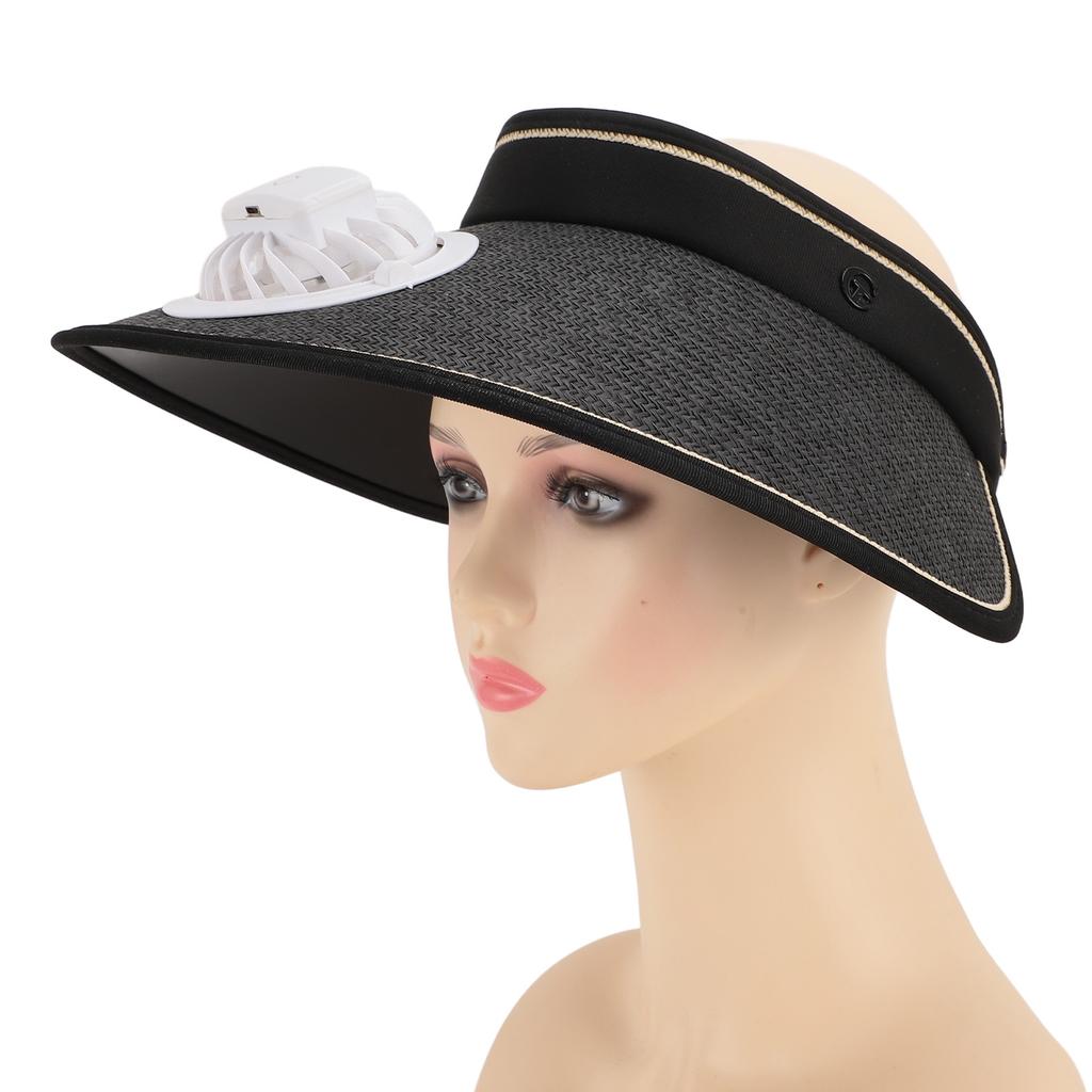 Fan Hat USB Rechargeable 300mah Elastic Band Angle Adjustable Extra Large Brim Fan Cap for Travel Beach