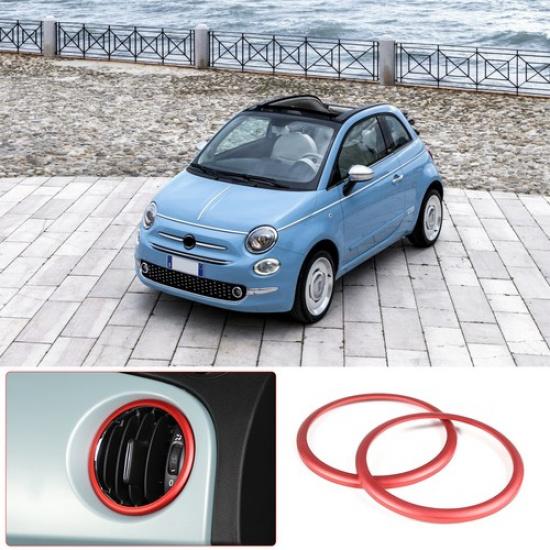 Red Alloy Side Air Vent Outlet Ring Trim for Fiat 500 2016-24